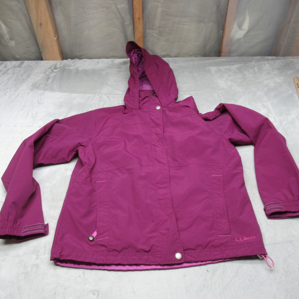 LL Bean Jacket Womens Small Purple Hooded Snow Rain Wind Full Zip Lined Winter